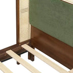 Queen/King Size Platform Bed Frame with Wingback Upholstered Headboard & Sturdy Wood Frame, Bohemian - ModernLuxe