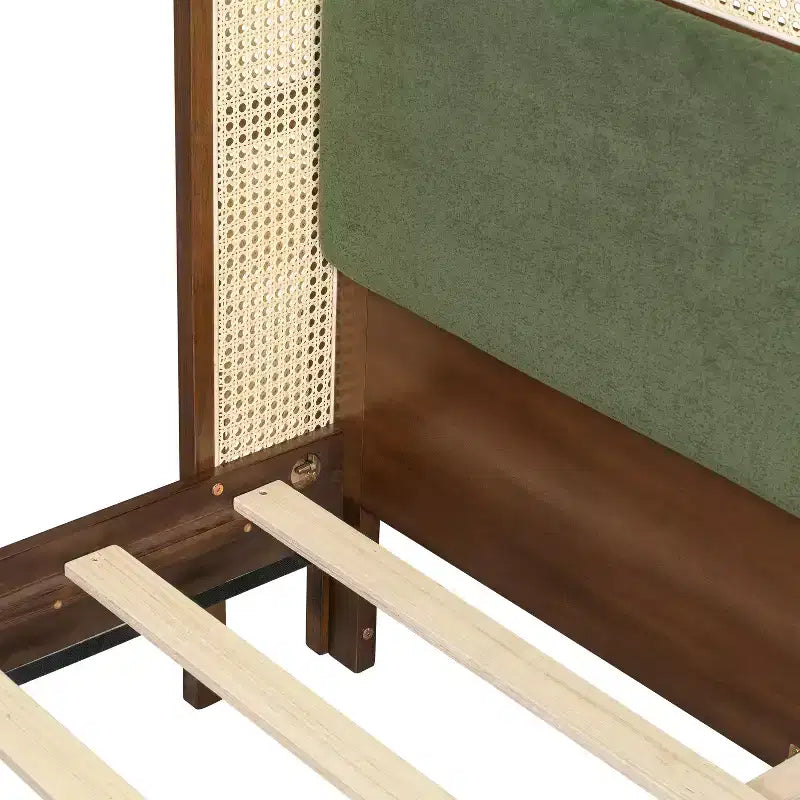 Queen/King Size Platform Bed Frame with Wingback Upholstered Headboard & Sturdy Wood Frame, Bohemian - ModernLuxe