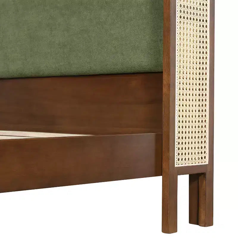 Queen/King Size Platform Bed Frame with Wingback Upholstered Headboard & Sturdy Wood Frame, Bohemian - ModernLuxe
