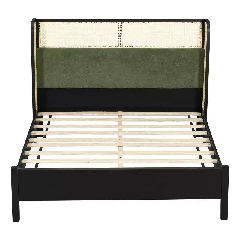 Queen/King Size Platform Bed Frame with Wingback Upholstered Headboard & Sturdy Wood Frame, Bohemian - ModernLuxe