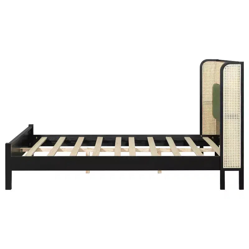 Queen/King Size Platform Bed Frame with Wingback Upholstered Headboard & Sturdy Wood Frame, Bohemian - ModernLuxe