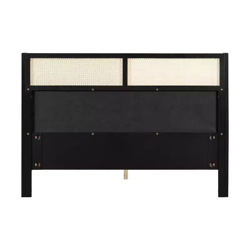 Queen/King Size Platform Bed Frame with Wingback Upholstered Headboard & Sturdy Wood Frame, Bohemian - ModernLuxe