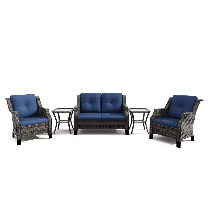 UPTIOT 5-Piece Outdoor Set with Loveseat, Armchairs & Side Tables