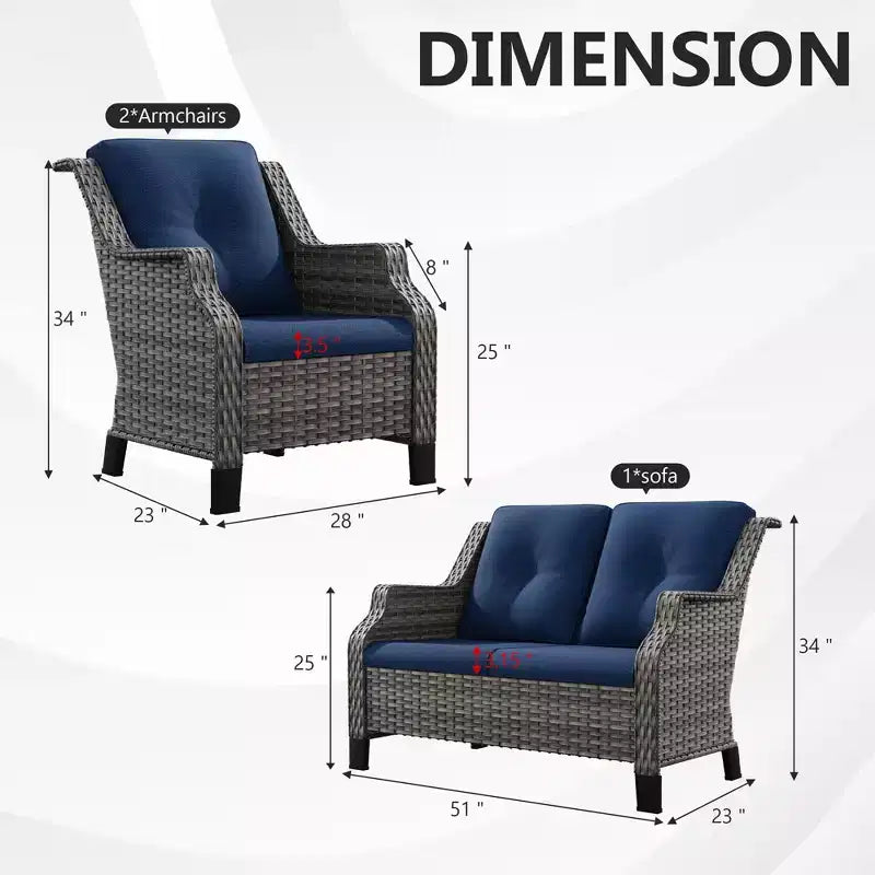 UPTIOT 5-Piece Outdoor Set with Loveseat, Armchairs & Side Tables