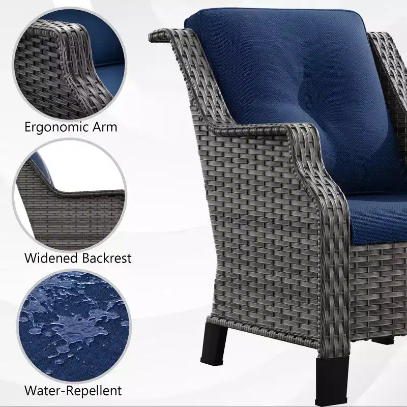 UPTIOT 5-Piece Outdoor Set with Loveseat, Armchairs & Side Tables