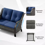 UPTIOT 5-Piece Outdoor Set with Loveseat, Armchairs & Side Tables