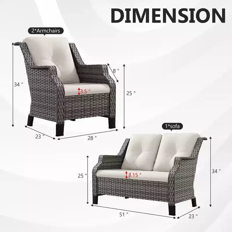 UPTIOT 5-Piece Outdoor Set with Loveseat, Armchairs & Side Tables