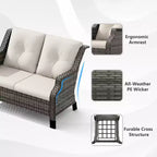 UPTIOT 5-Piece Outdoor Set with Loveseat, Armchairs & Side Tables
