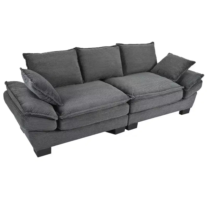 TUYOHW 80.3 Inch Modern Corduroy Curved Sofa,Upholstered Couch with 2 Throw Pillows for Living Room,Bedroom,Office,Apartment
