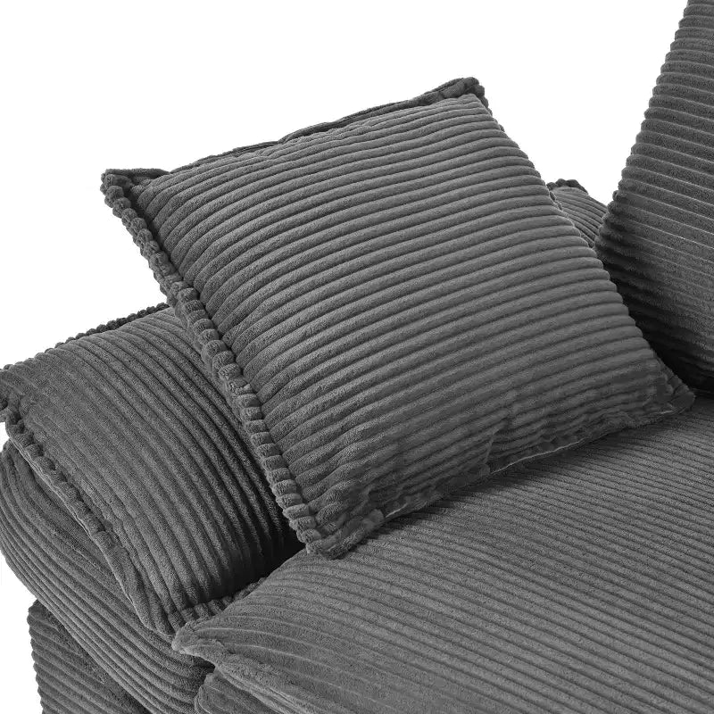 TUYOHW 80.3 Inch Modern Corduroy Curved Sofa,Upholstered Couch with 2 Throw Pillows for Living Room,Bedroom,Office,Apartment