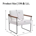 TUYOHW Modern Accent Chair with Boucle Upholstered Comfy Chair with Curved Wood Armrests Minimalist Single Comfy Chairs for Living Room, Bedroom