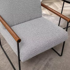 TUYOHW Modern Accent Chair with Boucle Upholstered Comfy Chair with Curved Wood Armrests Minimalist Single Comfy Chairs for Living Room, Bedroom