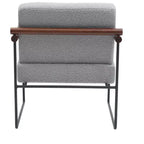 TUYOHW Modern Accent Chair with Boucle Upholstered Comfy Chair with Curved Wood Armrests Minimalist Single Comfy Chairs for Living Room, Bedroom