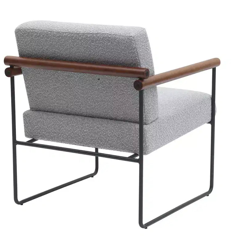 TUYOHW Modern Accent Chair with Boucle Upholstered Comfy Chair with Curved Wood Armrests Minimalist Single Comfy Chairs for Living Room, Bedroom