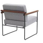 TUYOHW Modern Accent Chair with Boucle Upholstered Comfy Chair with Curved Wood Armrests Minimalist Single Comfy Chairs for Living Room, Bedroom