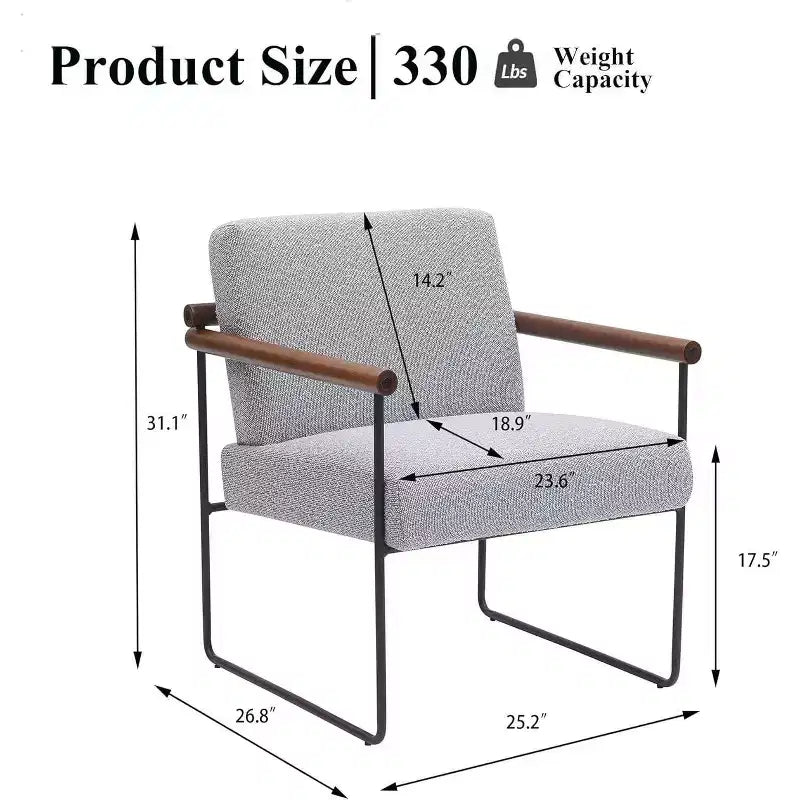 TUYOHW Modern Accent Chair with Boucle Upholstered Comfy Chair with Curved Wood Armrests Minimalist Single Comfy Chairs for Living Room, Bedroom