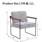 TUYOHW Modern Accent Chair with Boucle Upholstered Comfy Chair with Curved Wood Armrests Minimalist Single Comfy Chairs for Living Room, Bedroom