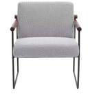 TUYOHW Modern Accent Chair with Boucle Upholstered Comfy Chair with Curved Wood Armrests Minimalist Single Comfy Chairs for Living Room, Bedroom