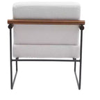 TUYOHW Modern Accent Chair with Boucle Upholstered Comfy Chair with Curved Wood Armrests Minimalist Single Comfy Chairs for Living Room, Bedroom