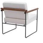 TUYOHW Modern Accent Chair with Boucle Upholstered Comfy Chair with Curved Wood Armrests Minimalist Single Comfy Chairs for Living Room, Bedroom