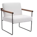 TUYOHW Modern Accent Chair with Boucle Upholstered Comfy Chair with Curved Wood Armrests Minimalist Single Comfy Chairs for Living Room, Bedroom
