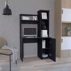 TUYOHW Computer Desk,Study Desk with Hutch,Single Door Cabinet,3-Tier Storage Shelves,Expansive Desktop,Modern Writing Desk for Bedroom,Office