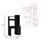 TUYOHW Computer Desk,Study Desk with Hutch,Single Door Cabinet,3-Tier Storage Shelves,Expansive Desktop,Modern Writing Desk for Bedroom,Office
