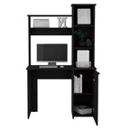 TUYOHW Computer Desk,Study Desk with Hutch,Single Door Cabinet,3-Tier Storage Shelves,Expansive Desktop,Modern Writing Desk for Bedroom,Office