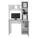 TUYOHW Computer Desk,Study Desk with Hutch,Single Door Cabinet,3-Tier Storage Shelves,Expansive Desktop,Modern Writing Desk for Bedroom,Office