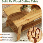 Lantine Solid Wood Coffee Table with Storage, 47-Inch Farmhouse Rectangle Center Table, 2-Tier Simple Long Tea Table for Living Room, Natural