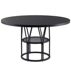 Table à manger ronde de 47" pour 4 à 6 personnes, table de cuisine en bois avec étagère de rangement et base en métal, table à manger moderne, table de petit-déjeuner pour salon, sans chaise