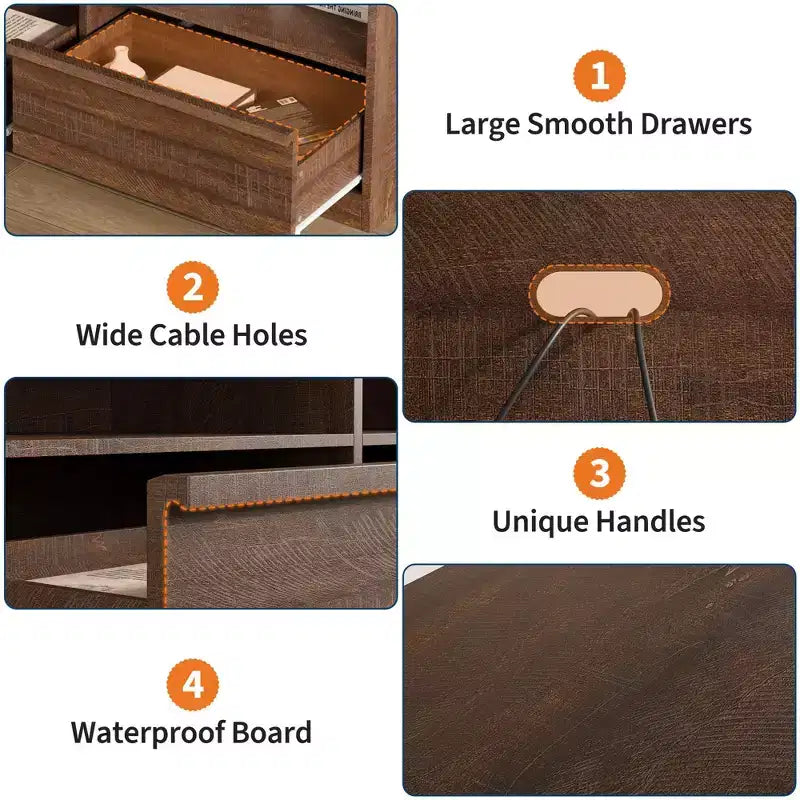 Meuble TV scandinave de 177,8 cm pour téléviseurs jusqu'à 203,2 cm, meuble de divertissement en bois avec 3 tiroirs et étagères ouvertes