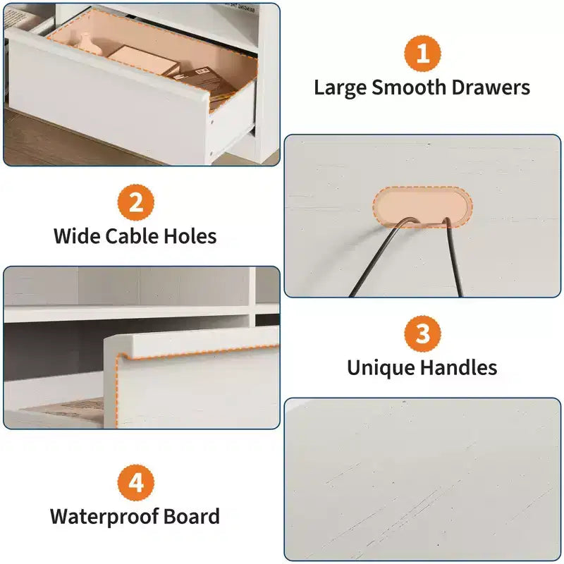 Meuble TV scandinave de 177,8 cm pour téléviseurs jusqu'à 203,2 cm, meuble de divertissement en bois avec 3 tiroirs et étagères ouvertes