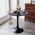 NAYSAYE Modern Round Dining Table End Table MDF Top Steel Base Kitchen Coffee Table Living Room Office, Black, 31.5*19.7*29.1