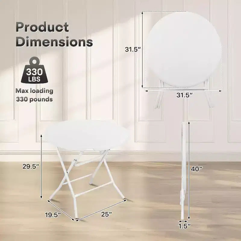 Cocktail Table, High Top Bistro Round Plastic Folding Table, Portable Bar Height Dinning Table, Party Table for Wedding Picnic Dining Camping