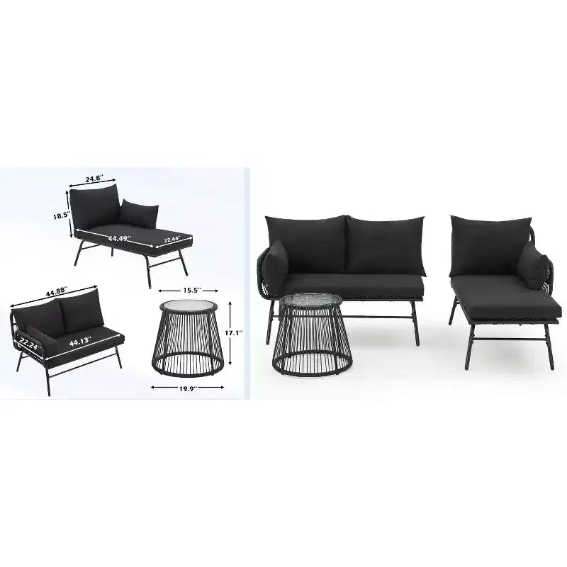 EROMMY 3 Piece Patio Conversation Sets