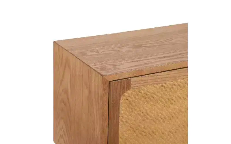 JVNOXK 22-inch Swivel Hidden Storage Bedside Table Mid-Century Modern Rattan Wood Leg Side Table Suitable for Bedrooms Natural Finish