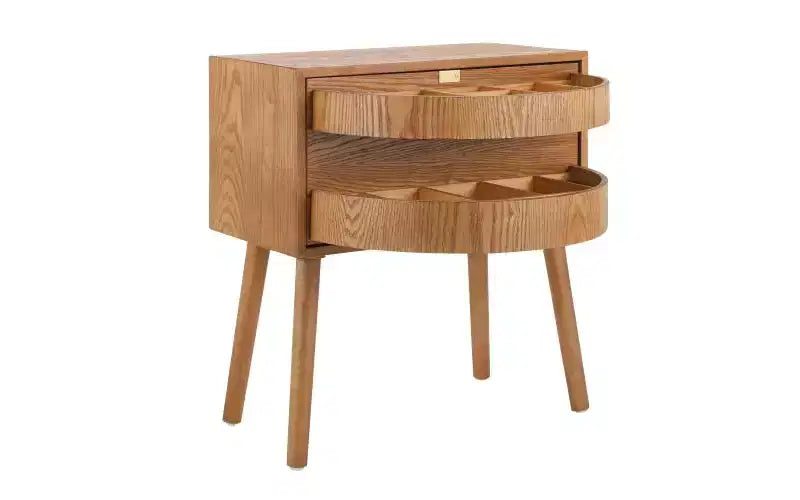 JVNOXK 22-inch Swivel Hidden Storage Bedside Table Mid-Century Modern Rattan Wood Leg Side Table Suitable for Bedrooms Natural Finish