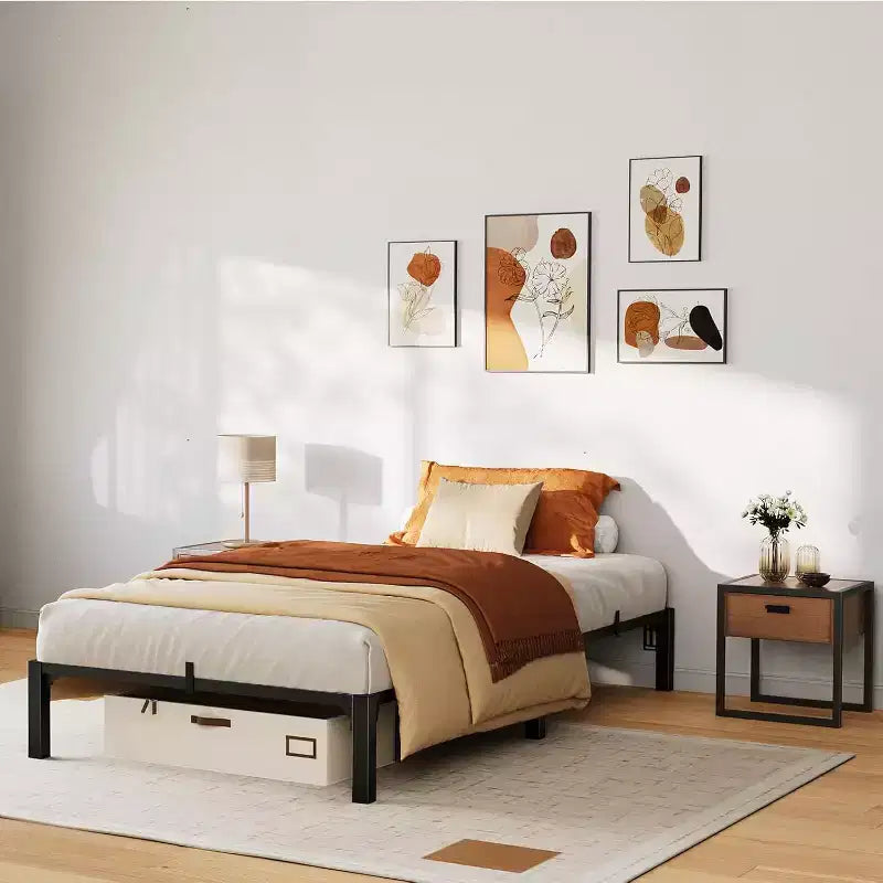 Acekool Black Metal Bed Frame, Heavy Duty Platform with Under Bed Storage, No Box Spring Needed, Easy Assembly, Multiple Sizes