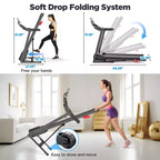 Tapis roulant avec contrôle par application – Offre à durée limitée, Tapis de course supportant 136 kg, Tapis de course pliant de 3 CV pour la marche et la course à domicile, 64 programmes, Sangle de genou offerte