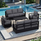 Ensemble de canapé de patio extérieur UPTIOT avec fauteuils à bascule et table basse pour une détente en toute saison