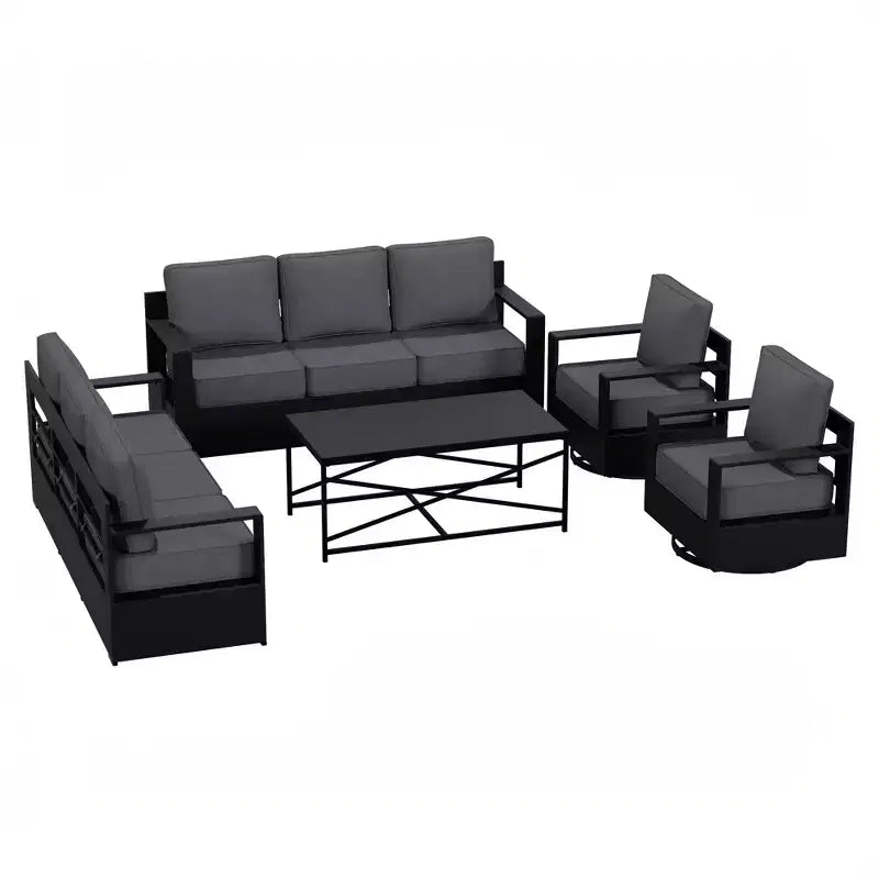 Ensemble de canapé de patio extérieur UPTIOT avec fauteuils à bascule et table basse pour une détente en toute saison