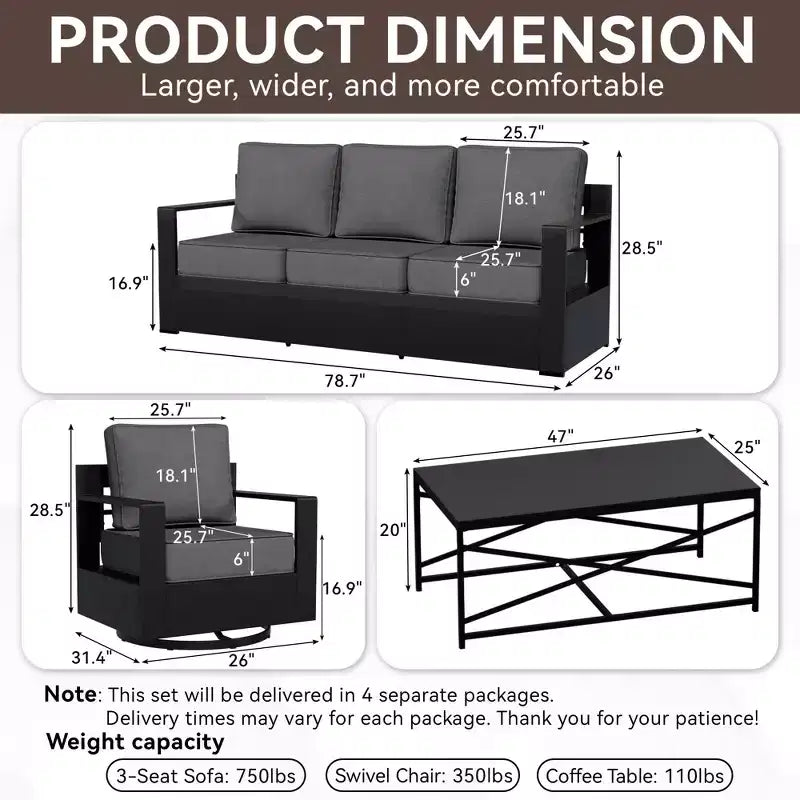 Ensemble de canapé de patio extérieur UPTIOT avec fauteuils à bascule et table basse pour une détente en toute saison