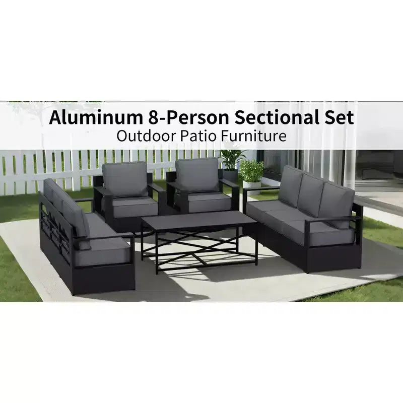Ensemble de canapé de patio extérieur UPTIOT avec fauteuils à bascule et table basse pour une détente en toute saison