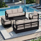 Ensemble de canapé de patio extérieur UPTIOT avec fauteuils à bascule et table basse pour une détente en toute saison