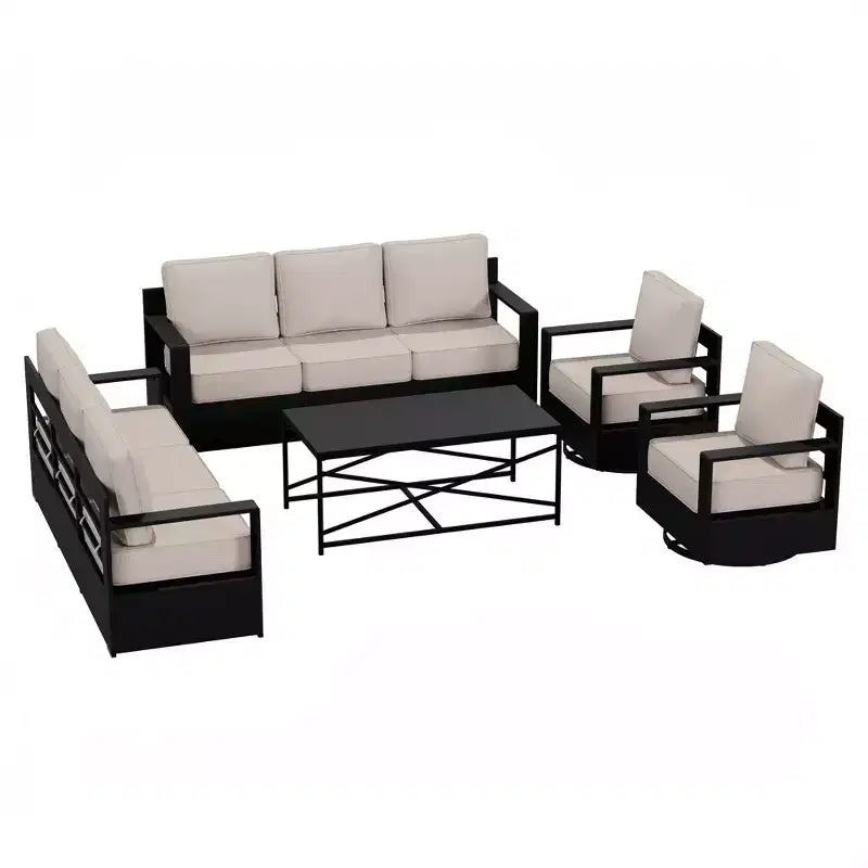 Ensemble de canapé de patio extérieur UPTIOT avec fauteuils à bascule et table basse pour une détente en toute saison