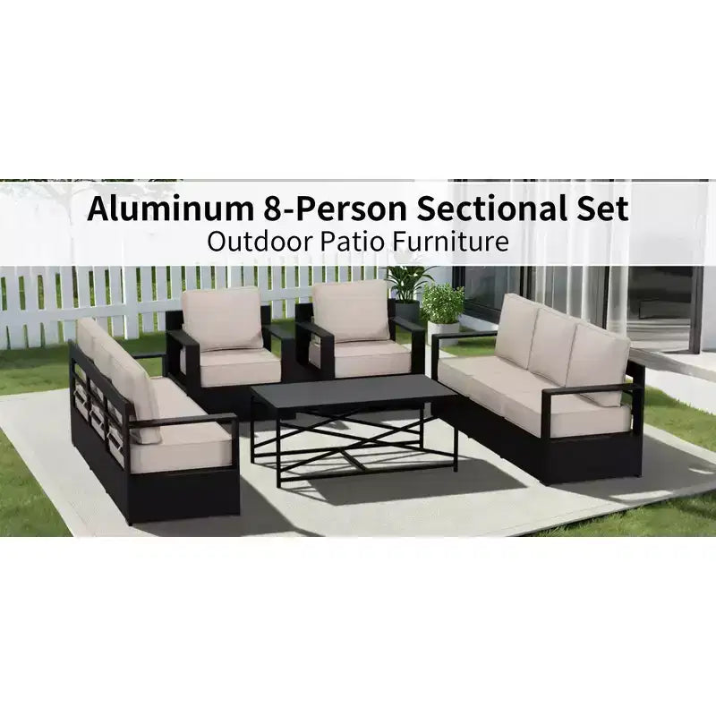 Ensemble de canapé de patio extérieur UPTIOT avec fauteuils à bascule et table basse pour une détente en toute saison