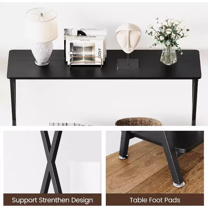 Console étroite de 104,9 cm avec étagères ouvertes à 2 niveaux, table de canapé style ferme pour entrée, couloir ou salon