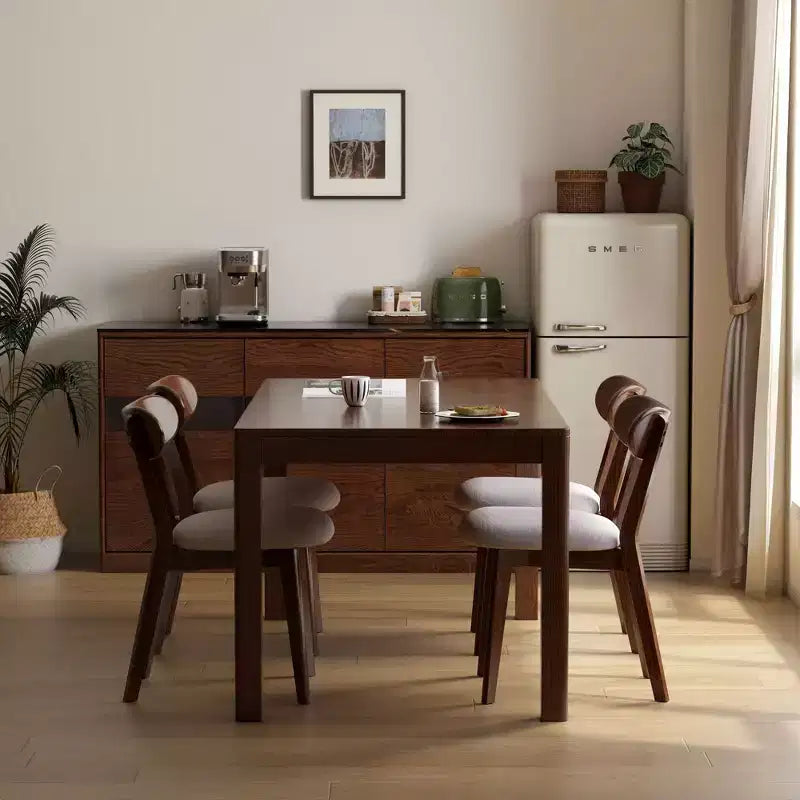 MAYEERTY Set of 2 Upholstered Dining Chairs, FAS Grade Oak Solid Wood Chairs for Kitchen Dining Room Living Room, Walnut