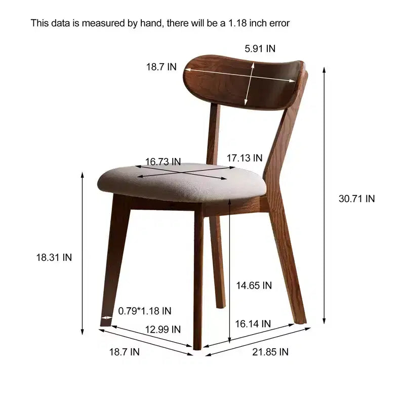 MAYEERTY Set of 2 Upholstered Dining Chairs, FAS Grade Oak Solid Wood Chairs for Kitchen Dining Room Living Room, Walnut